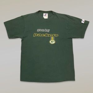 Vintage Logo Athletic NFL Green Bay Packers Football Embroidered Spellout Tee